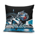 Personalised Sydney Sharks Rugby Pillow Cover Muscular Mascot Harbour Bridge Skyline Graphic