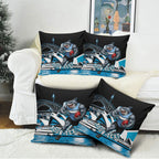 Personalised Sydney Sharks Rugby Pillow Cover Muscular Mascot Harbour Bridge Skyline Graphic
