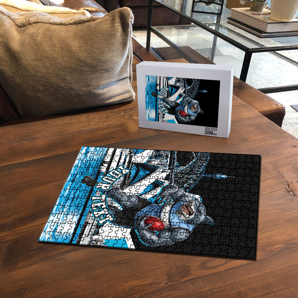 Personalised Sydney Sharks Rugby Puzzle Muscular Mascot Harbour Bridge Skyline Graphic