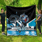 Personalised Sydney Sharks Rugby Quilt Muscular Mascot Harbour Bridge Skyline Graphic
