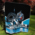 Personalised Sydney Sharks Rugby Quilt Muscular Mascot Harbour Bridge Skyline Graphic
