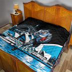 Personalised Sydney Sharks Rugby Quilt Muscular Mascot Harbour Bridge Skyline Graphic
