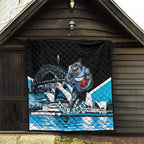 Personalised Sydney Sharks Rugby Quilt Muscular Mascot Harbour Bridge Skyline Graphic