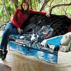 Personalised Sydney Sharks Rugby Quilt Muscular Mascot Harbour Bridge Skyline Graphic