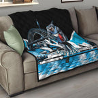 Personalised Sydney Sharks Rugby Quilt Muscular Mascot Harbour Bridge Skyline Graphic