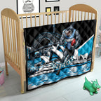 Personalised Sydney Sharks Rugby Quilt Muscular Mascot Harbour Bridge Skyline Graphic