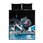 Personalised Sydney Sharks Rugby Quilt Bed Set Muscular Mascot Harbour Bridge Skyline Graphic