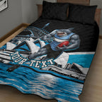 Personalised Sydney Sharks Rugby Quilt Bed Set Muscular Mascot Harbour Bridge Skyline Graphic