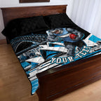 Personalised Sydney Sharks Rugby Quilt Bed Set Muscular Mascot Harbour Bridge Skyline Graphic