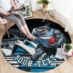 Personalised Sydney Sharks Rugby Round Carpet Muscular Mascot Harbour Bridge Skyline Graphic