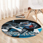 Personalised Sydney Sharks Rugby Round Carpet Muscular Mascot Harbour Bridge Skyline Graphic