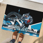 Personalised Sydney Sharks Rugby Rubber Doormat Muscular Mascot Harbour Bridge Skyline Graphic