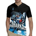 Personalised Sydney Sharks Rugby Rugby Jersey Muscular Mascot Harbour Bridge Skyline Graphic