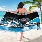 Personalised Sydney Sharks Rugby Sarong Muscular Mascot Harbour Bridge Skyline Graphic