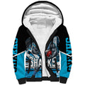 Personalised Sydney Sharks Rugby Sherpa Hoodie Muscular Mascot Harbour Bridge Skyline Graphic