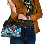 Personalised Sydney Sharks Rugby Shoulder Handbag Muscular Mascot Harbour Bridge Skyline Graphic