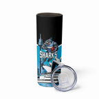 Personalised Sydney Sharks Rugby Skinny Tumbler Muscular Mascot Harbour Bridge Skyline Graphic
