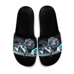 Personalised Sydney Sharks Rugby Slide Sandals Muscular Mascot Harbour Bridge Skyline Graphic