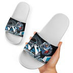 Personalised Sydney Sharks Rugby Slide Sandals Muscular Mascot Harbour Bridge Skyline Graphic