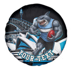 Personalised Sydney Sharks Rugby Spare Tire Cover Muscular Mascot Harbour Bridge Skyline Graphic