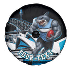 Personalised Sydney Sharks Rugby Spare Tire Cover Muscular Mascot Harbour Bridge Skyline Graphic
