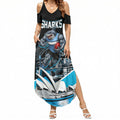 Personalised Sydney Sharks Rugby Summer Maxi Dress Muscular Mascot Harbour Bridge Skyline Graphic