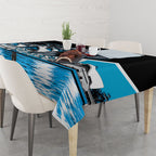 Personalised Sydney Sharks Rugby Tablecloth Muscular Mascot Harbour Bridge Skyline Graphic
