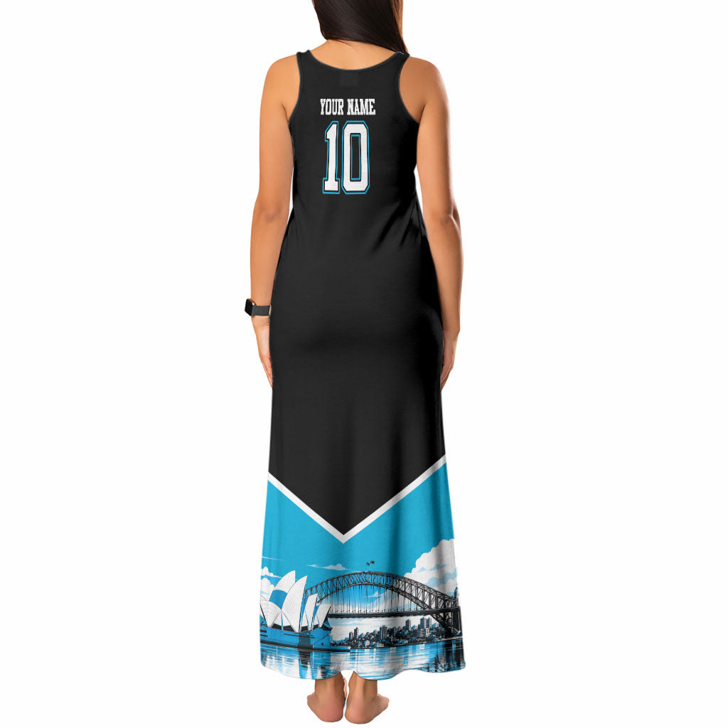 Personalised Sydney Sharks Rugby Tank Maxi Dress Muscular Mascot Harbour Bridge Skyline Graphic
