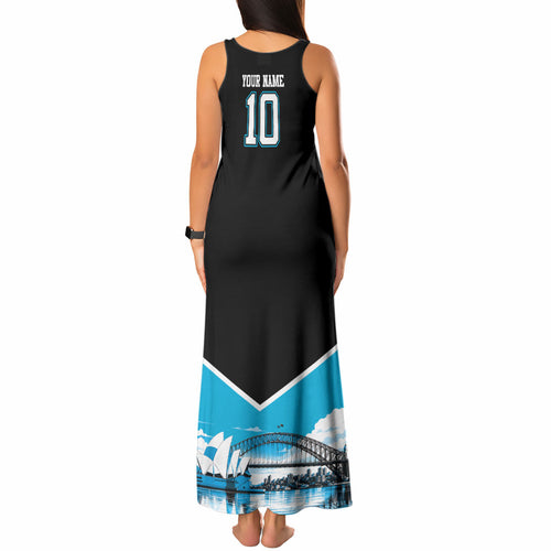Personalised Sydney Sharks Rugby Tank Maxi Dress Muscular Mascot Harbour Bridge Skyline Graphic