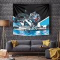 Personalised Sydney Sharks Rugby Tapestry Muscular Mascot Harbour Bridge Skyline Graphic