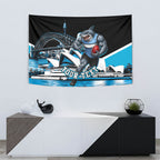 Personalised Sydney Sharks Rugby Tapestry Muscular Mascot Harbour Bridge Skyline Graphic