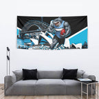 Personalised Sydney Sharks Rugby Tapestry Muscular Mascot Harbour Bridge Skyline Graphic