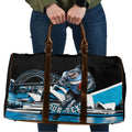 Personalised Sydney Sharks Rugby Travel Bag Muscular Mascot Harbour Bridge Skyline Graphic