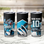 Personalised Sydney Sharks Rugby Tumbler Cup Muscular Mascot Harbour Bridge Skyline Graphic