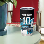 Personalised Sydney Sharks Rugby Tumbler Cup Muscular Mascot Harbour Bridge Skyline Graphic