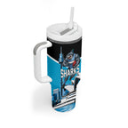 Personalised Sydney Sharks Rugby Tumbler With Handle Muscular Mascot Harbour Bridge Skyline Graphic