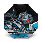 Personalised Sydney Sharks Rugby Umbrella Muscular Mascot Harbour Bridge Skyline Graphic