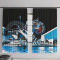 Personalised Sydney Sharks Rugby Window Curtain Muscular Mascot Harbour Bridge Skyline Graphic