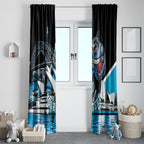 Personalised Sydney Sharks Rugby Window Curtain Muscular Mascot Harbour Bridge Skyline Graphic