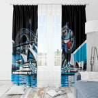 Personalised Sydney Sharks Rugby Window Curtain Muscular Mascot Harbour Bridge Skyline Graphic