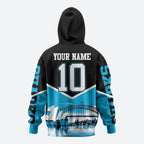 Personalised Sydney Sharks Rugby Zip Hoodie Muscular Mascot Harbour Bridge Skyline Graphic