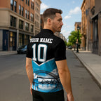Personalised Sydney Sharks Rugby Zipper Polo Shirt Muscular Mascot Harbour Bridge Skyline Graphic
