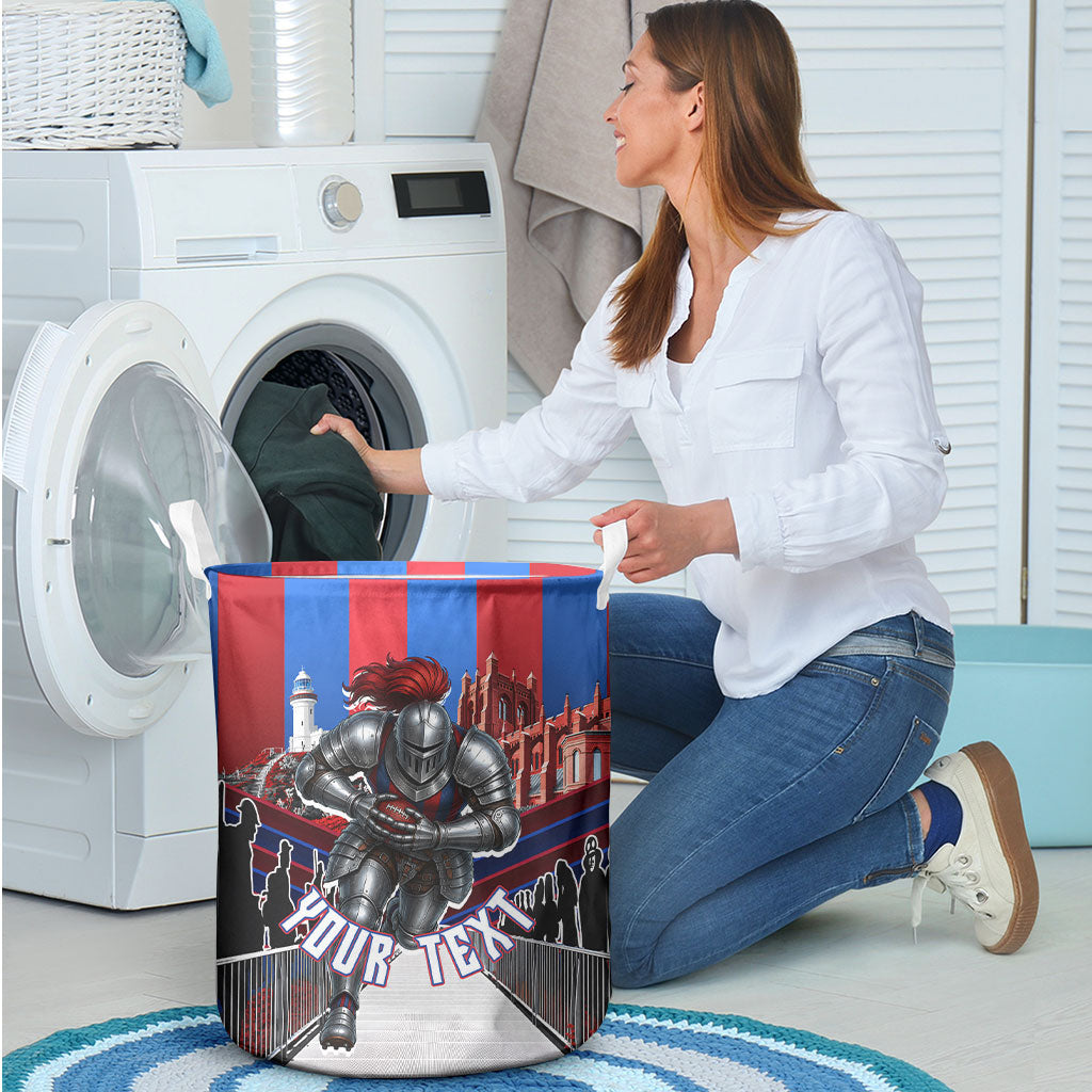 Personalised Newcastle Knights Rugby Laundry Basket Armored Knight Mascot City Landmark Graphic