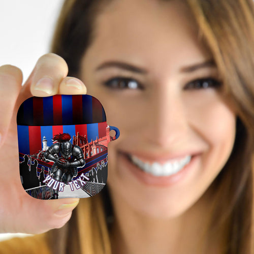 Personalised Newcastle Knights Rugby AirPods Case Armored Knight Mascot City Landmark Graphic