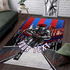 Personalised Newcastle Knights Rugby Area Rug Armored Knight Mascot City Landmark Graphic