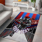 Personalised Newcastle Knights Rugby Area Rug Armored Knight Mascot City Landmark Graphic