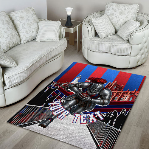 Personalised Newcastle Knights Rugby Area Rug Armored Knight Mascot City Landmark Graphic
