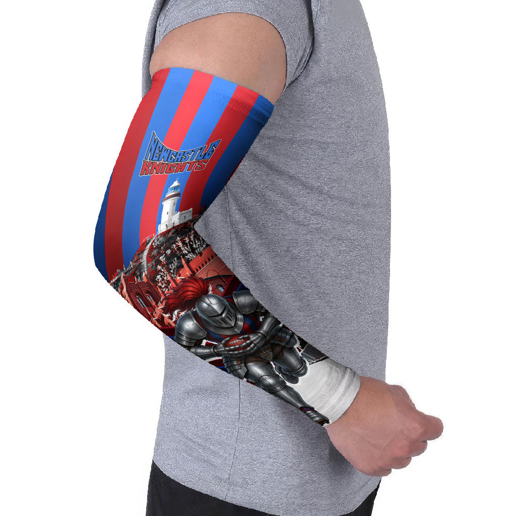 Personalised Newcastle Knights Rugby Arm Sleeves Armored Knight Mascot City Landmark Graphic