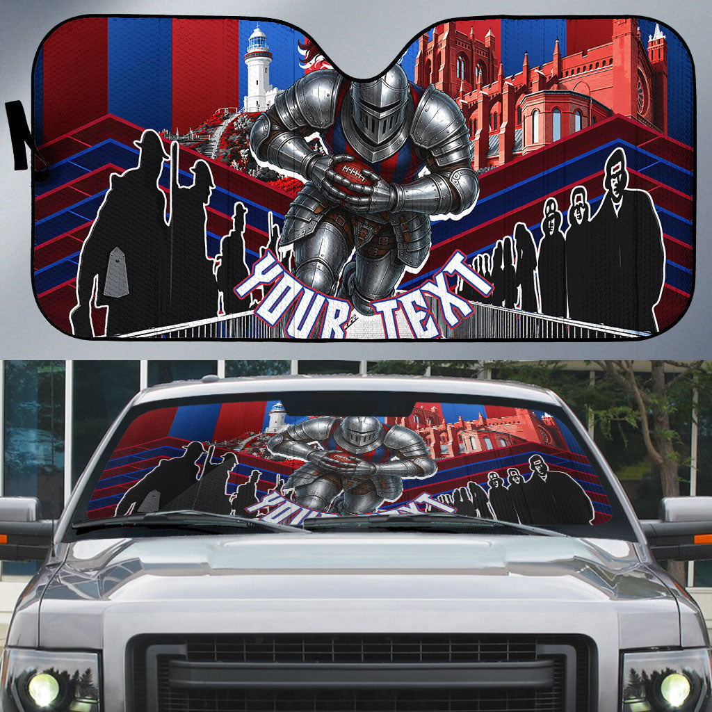 Personalised Newcastle Knights Rugby Auto Sun Shade Armored Knight Mascot City Landmark Graphic