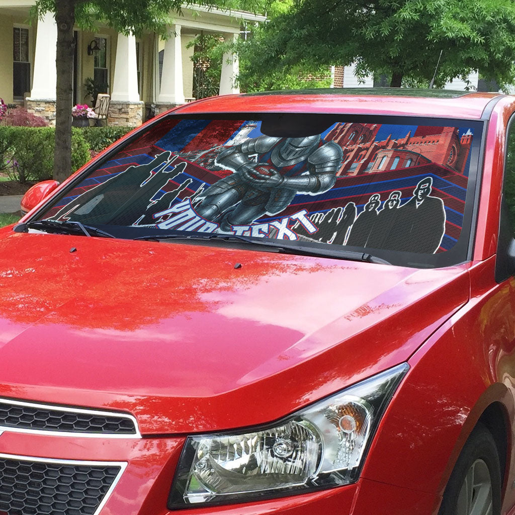 Personalised Newcastle Knights Rugby Auto Sun Shade Armored Knight Mascot City Landmark Graphic